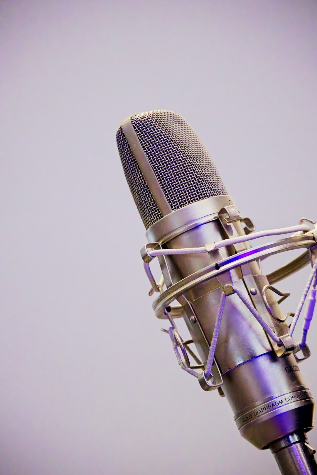 Podcast recording session in a professional studio with two microphones