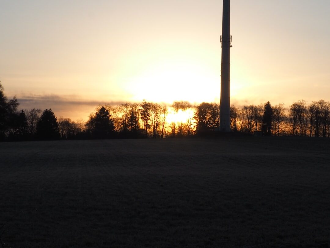 radio tower at sunset